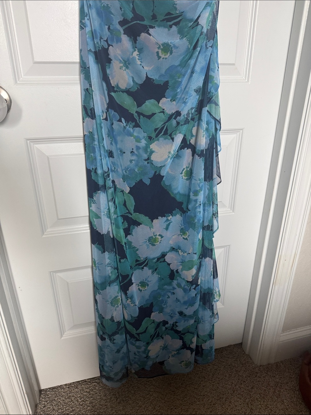 NWT Betsy & Adam Navy & Light Blue Floral Halter Maxi Dress - Picture 6 of 10